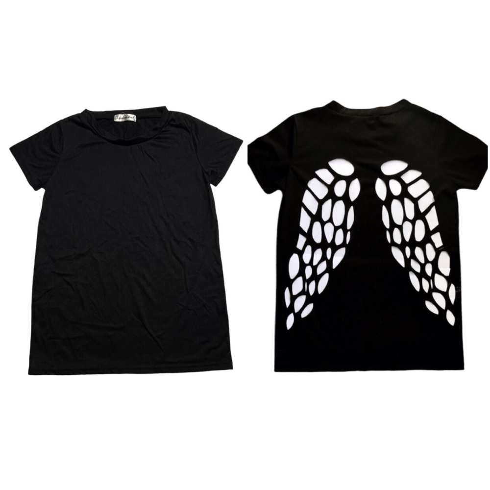 Angel wings cutout short sleeve tee Small - Picture 2 of 7